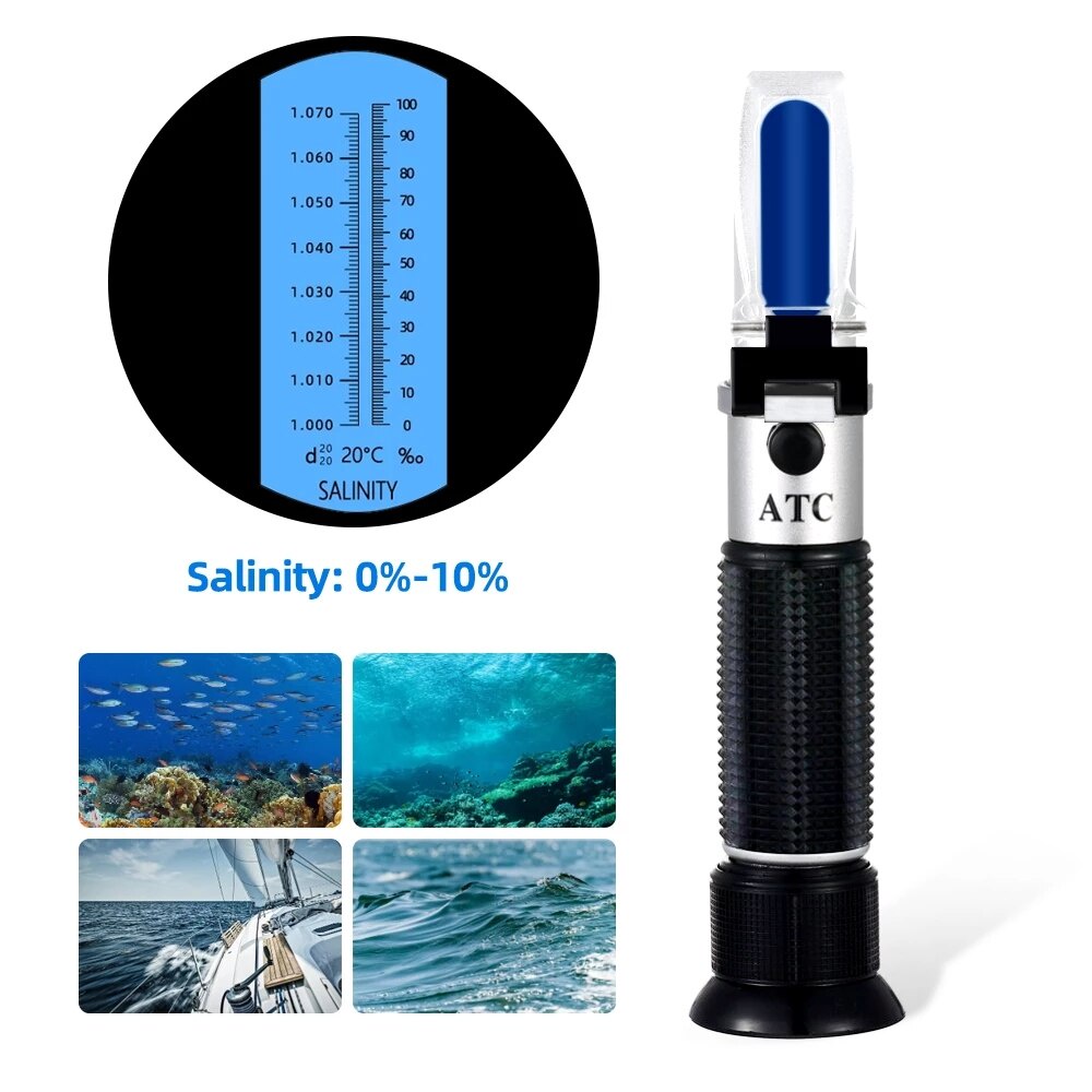 5jr Salinity Refractometer 0-10% 1.000-1.070SG Optical Salometer For ...