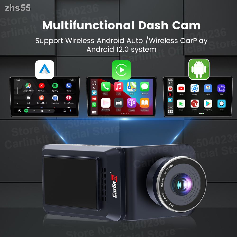 ﹉¤4 IN 1 CarlinKit YouTube Apple CarPlay Dash Cam Ai Box Wireless