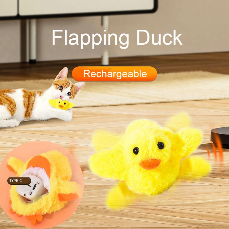 25q Flapping Duck Cat Toys Interactive Electric Bird Toys Washable Cat