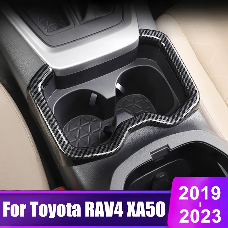 Carbon Fiber Car Front Row Water Cup Holder Cover Frame For Toyota RAV4