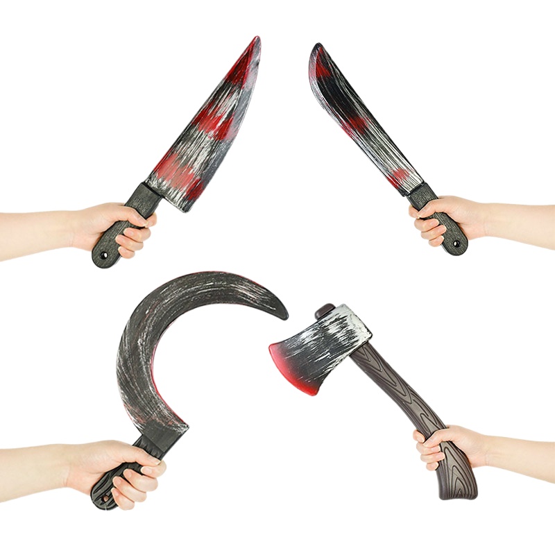 COD dagger☼₪Halloween Decoration Fake Plastic Blood Axe Sickle Knife