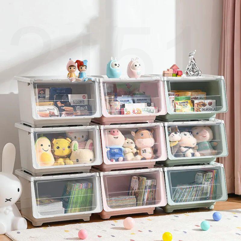 S909 Flip Top Storage Box with Bottom Wheels Stackable Multipurpose