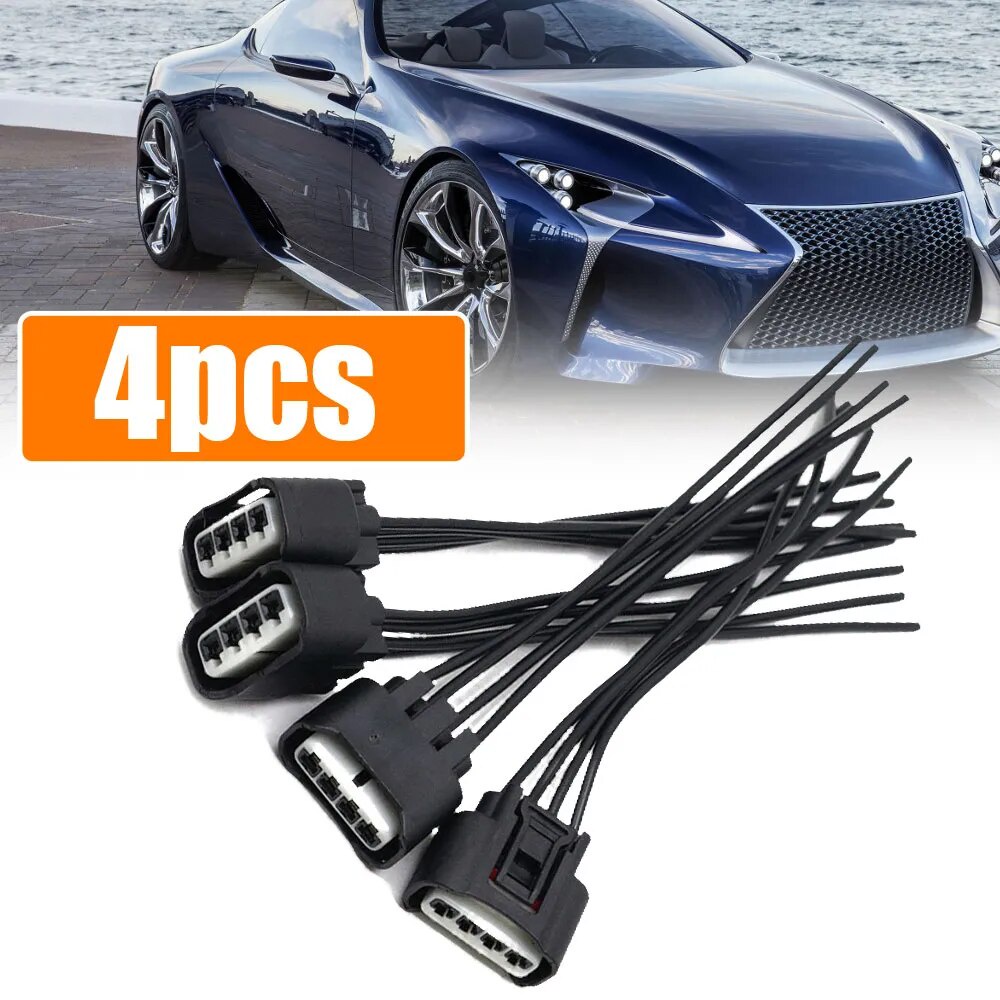☁4pcs Black Ignition Coil Pigtail Connector Repair Harness Kit Set