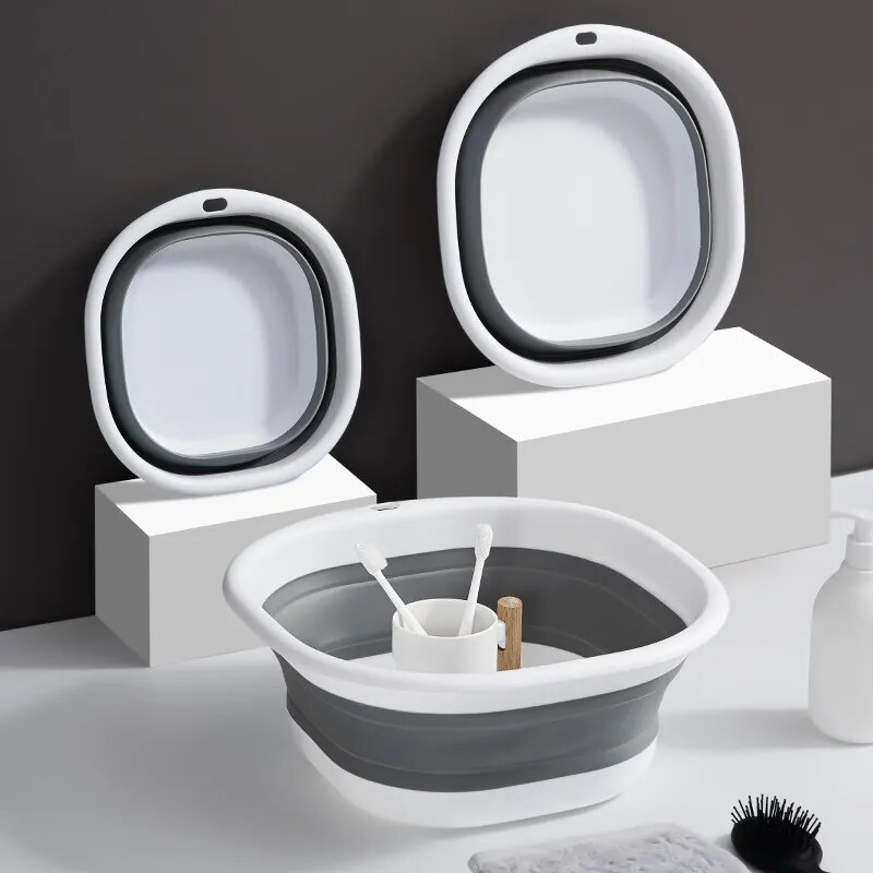 【Plastic Folding Basins Portable Wash Basins Folding Laundry Tub Adult