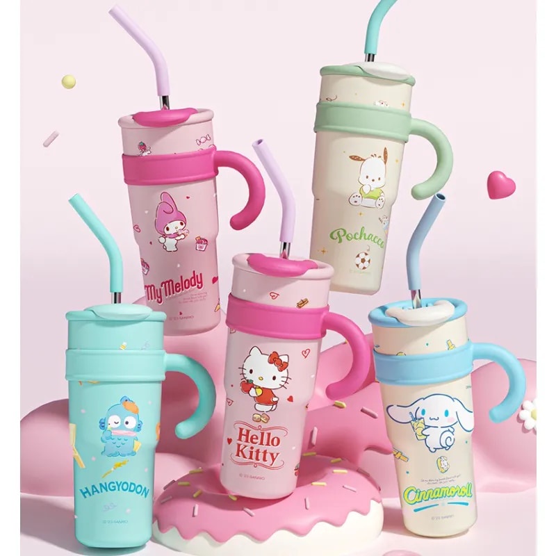 ۩700/1200ml Sanrio Hello Kitty Cinnamoroll Thermos Cup Straw Cup with ...