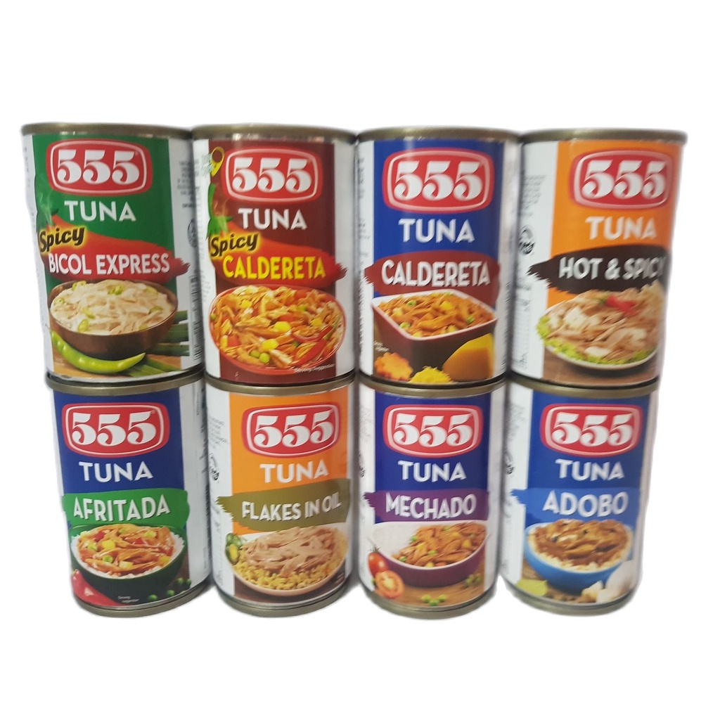 ☇555 Canned Tuna Assorted Flavors Caldereta, Bicol Express, Apritada