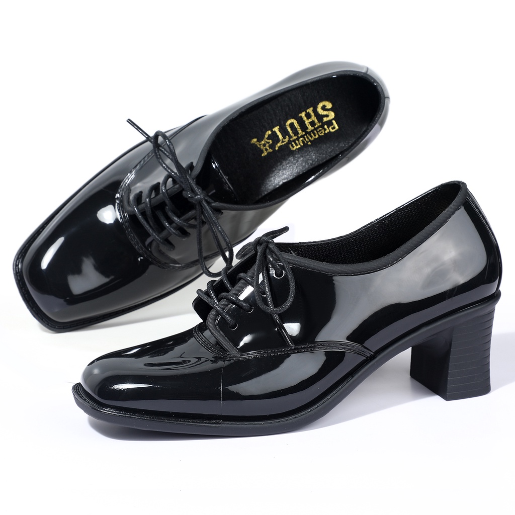 Premium black shoes office school security guard shoes for women