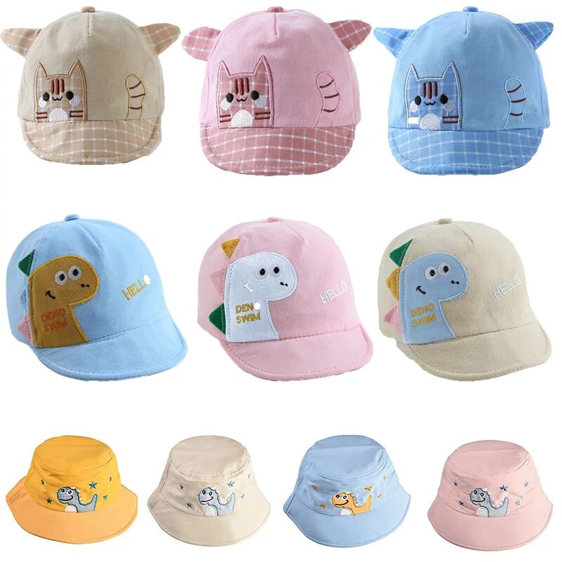 Newborn Baseball Cap Baby Bucket Hat Cute Dinosaur Cartoon Hat Outdoor