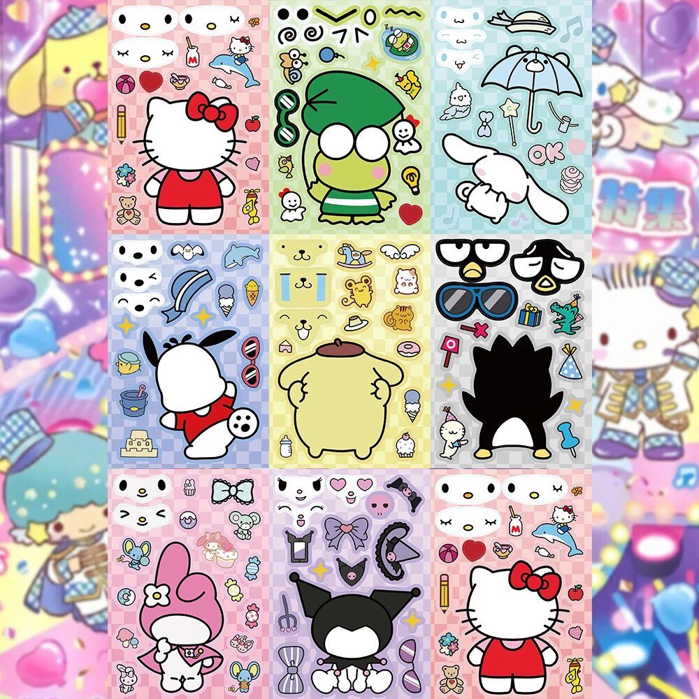 8Pcs Sanrio Make Your Own Stickers for Kids Toddlers Mix and Match with ...