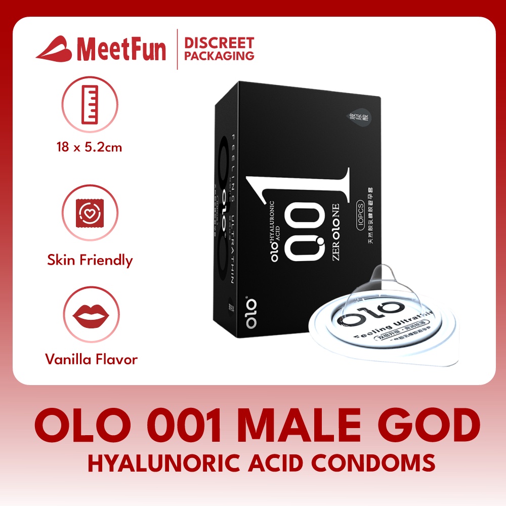 Olo 001 Male God Hyaluronic Acid Condom For Men 001mm Ultra Thin Natural Latex Rubber Shopee 9063