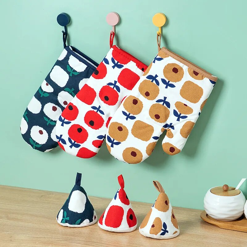 유Microwave Oven Mitts Glove Cute Kitchen Tool Mitten Terylene Insulated
