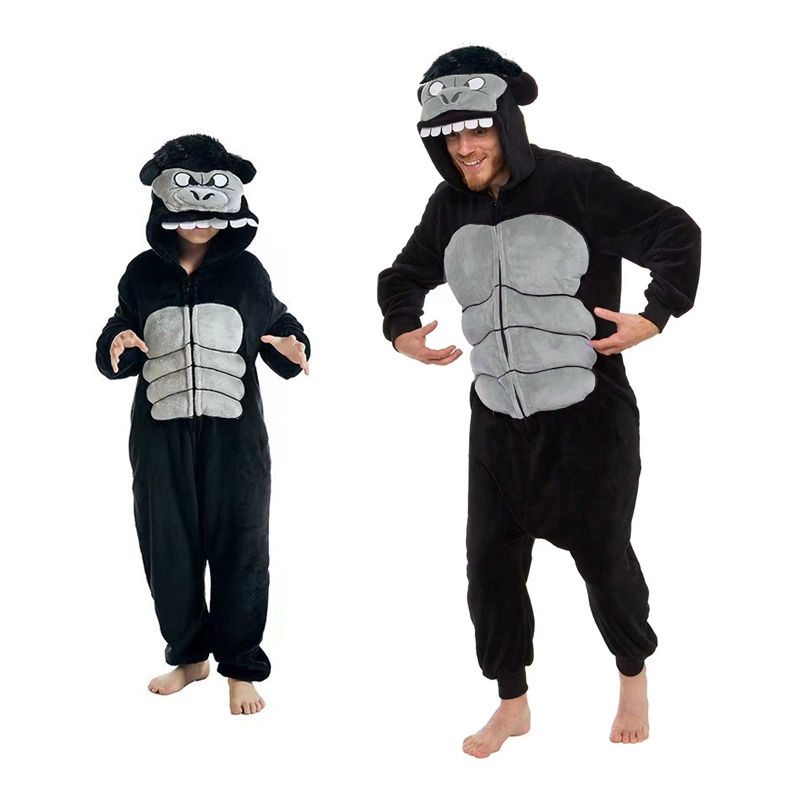 Costumes New Gorilla Kigurumi Zipper Onesie For Baby Anime Pajamas One