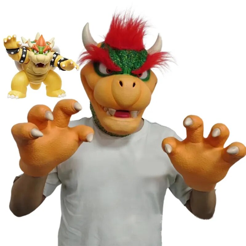 ⊰Super Males Bowser Cosplay Props Latex Face Mask Anime Masks Cosplay