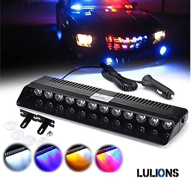 ♠1/2PCS Car Flashing Lights LED Police Lamps Strobe Flasher Bar