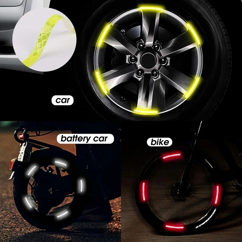 ☝40/20pcs Car Tire Rim Reflective Sticker Night Safety Warning Strip ...