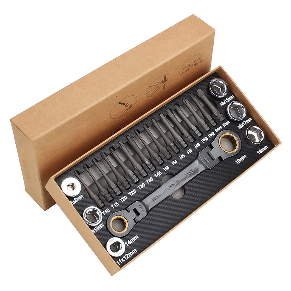 Multifunction Ratcheting Socket Wrench Set Box End Wrench Metric With ...