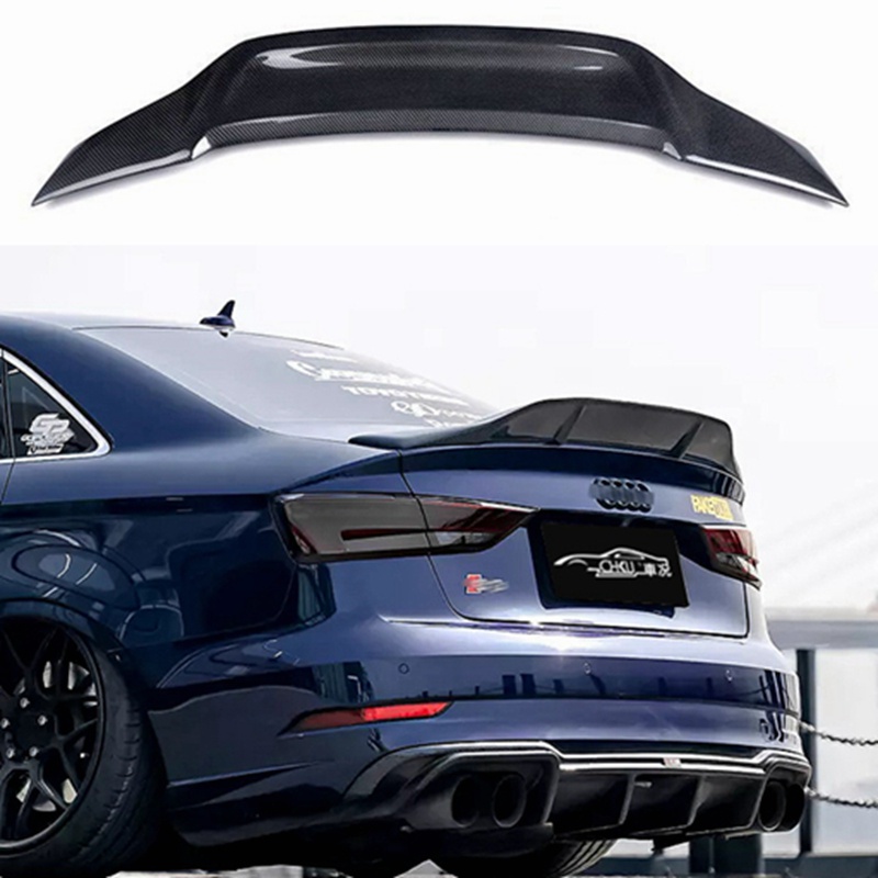 thumbnail image 2 of Gloss Black Rear Trunk Spoiler For Audi A3 S3 Sedan 2014-2020 - V-Style Sport Lip Wing 2 of 11