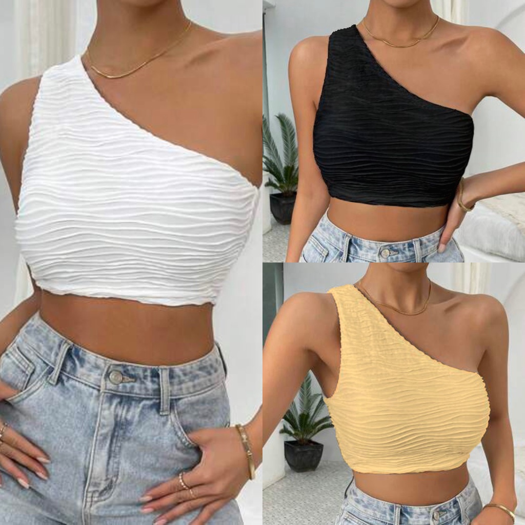 Half shoulder crop discount top