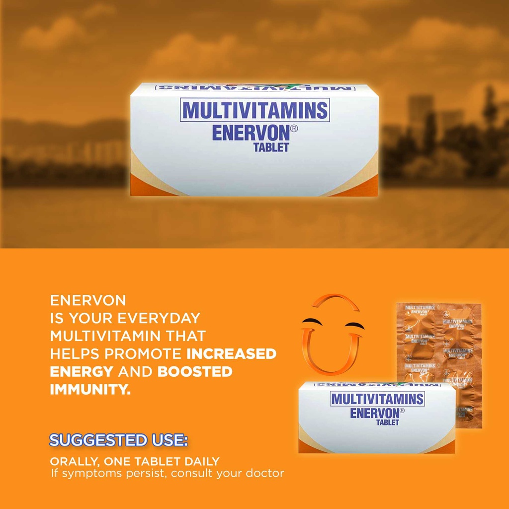 Unilab Enervon C Multivitamins For Adults 100 Tablets For Everyday Energy And Immunity