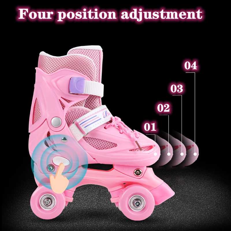 (COD)The New Roller Skates Adjustable Double Row Skate Roller 4 Wheel