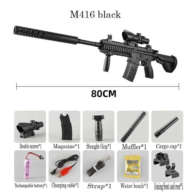 gel blaster gun M416 Black Manual Automatic Toy Boy Gel Ball Paintball