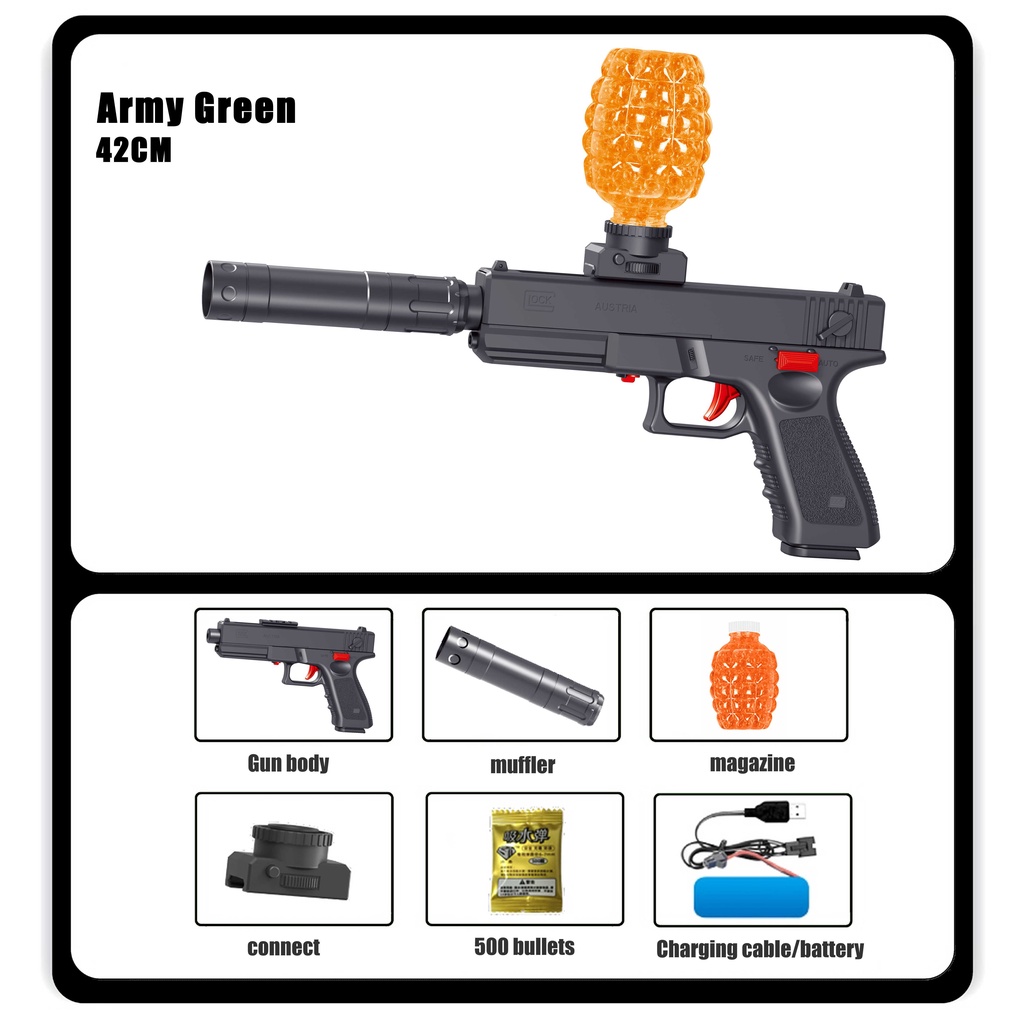 『2 Design』Automatic Electric Soft Gel Ball Gun Toy Kids Full Auto Gel