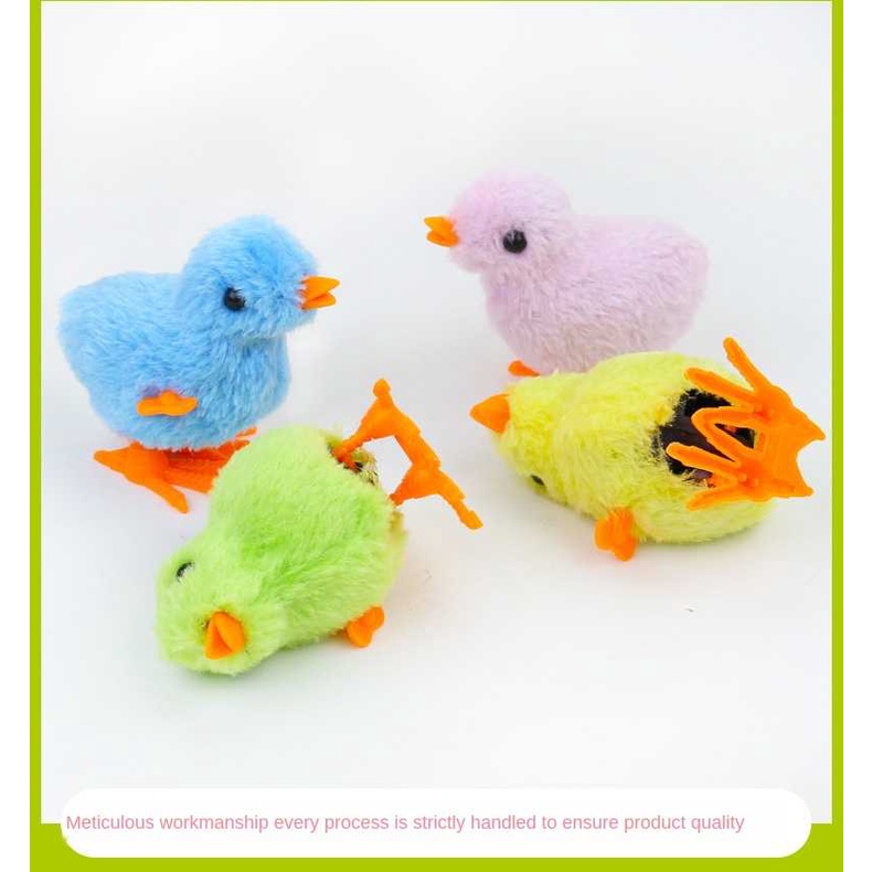 Cute Plush Wind Up Chicken Toy Kids Educational Hopping Jumping Toy