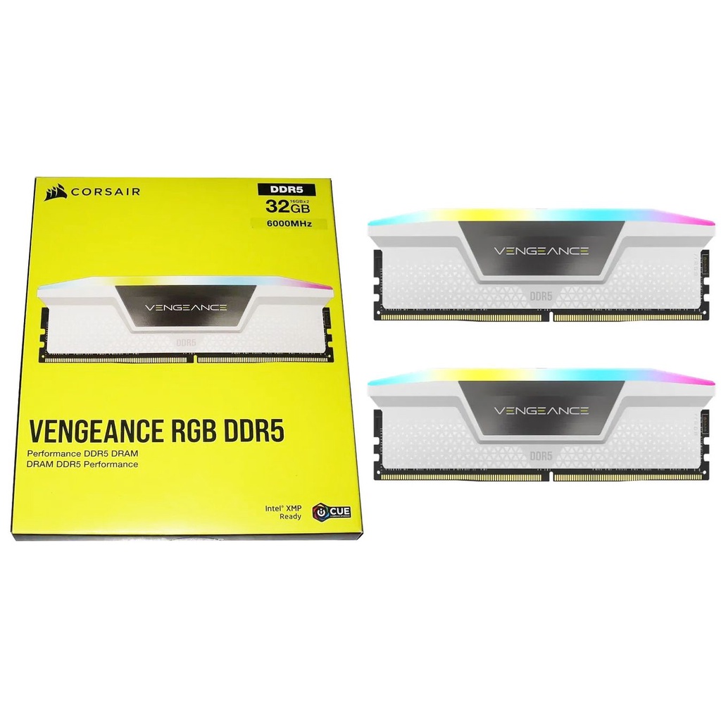 CORSAIR VENGEANCE RGB DDR5 RAM 32GB (2x16GB) 6000MHz CL36 Intel XMP iCUE  Compatible Computer Memory - White (CMH32GX5M2D6000C36W)