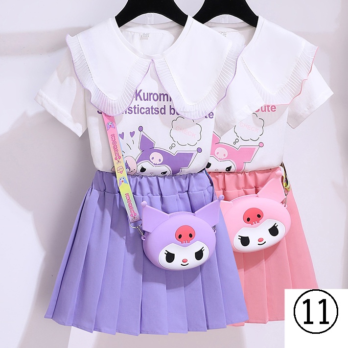 Girls J Uniform Summer 2023 New Style Kuromi Clothes One Set TwoPiece