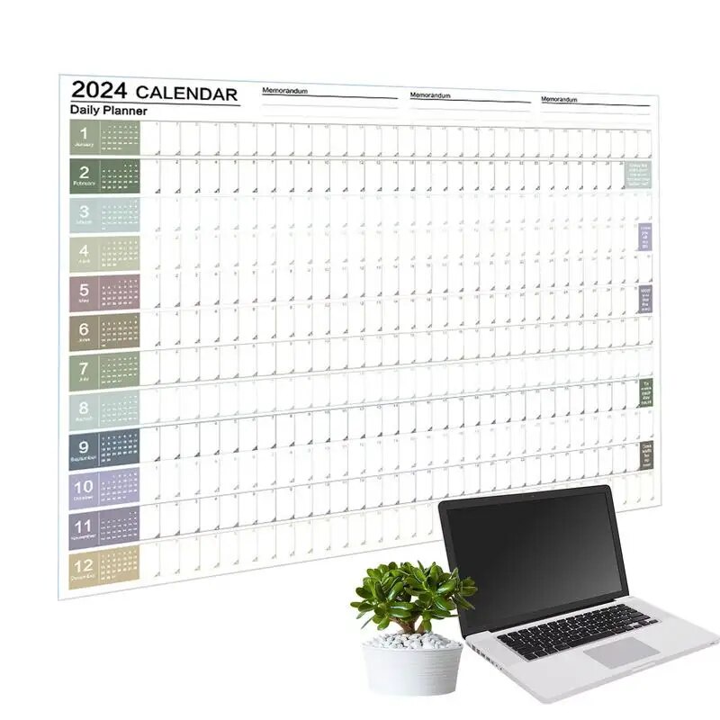 Wall Calendars 2024 Jan To Dec 2024 Planner 12 Monthly Calendar Poster ...