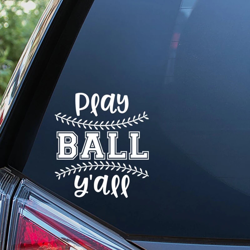 ☹Black/Sliver Play Baseball Year Sticker Gift For Baseball Lover Window ...