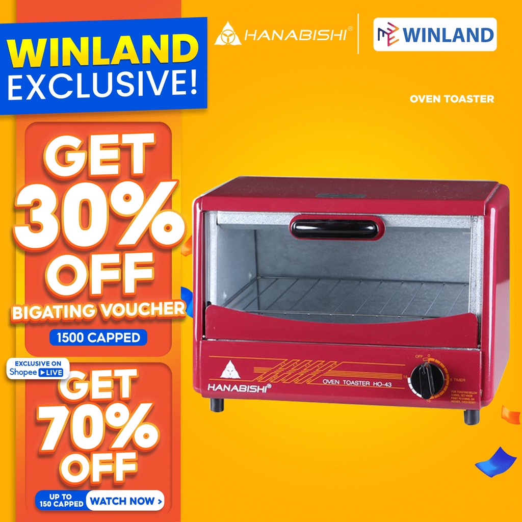 [1942]HANABISHI by Winland Stainless Steel Oven Toaster 6L Capacity