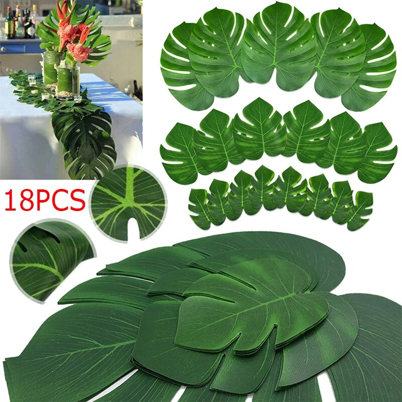 Artificial Plants Tropical Palm Leaf Green Silk Monstera Leaves