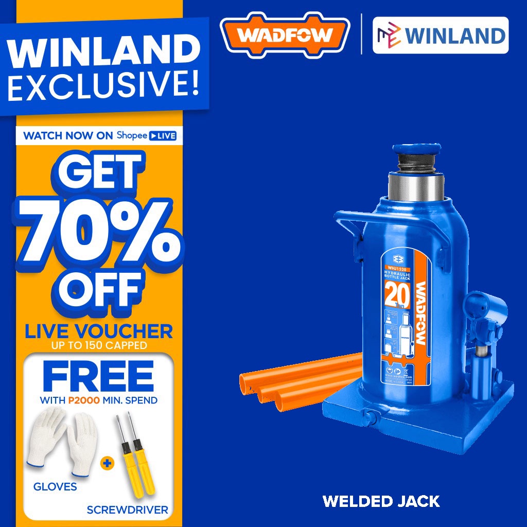 Wadfow by Winland Hydraulic Welded Bottle Jack 20 Ton With Safety Valve