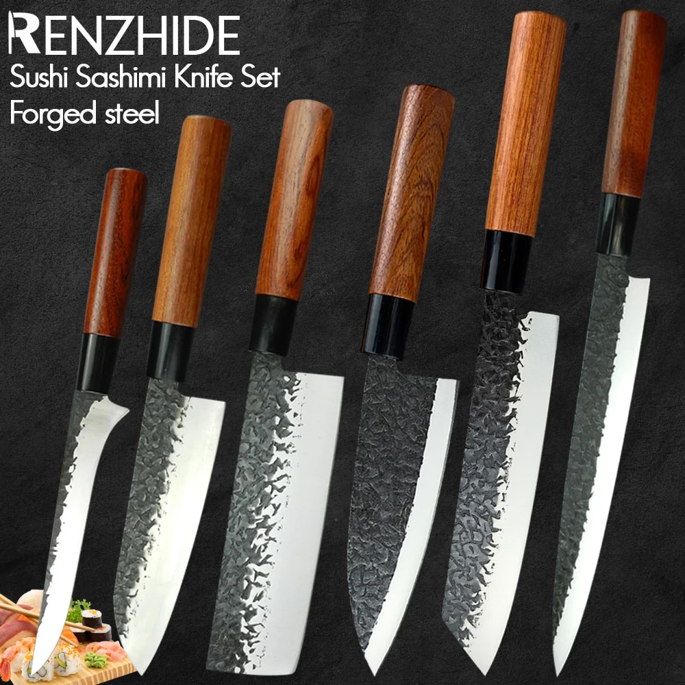 RZD Sushi Sashimi Chef Knife 9'' Set Japanese Deba Usuba Fishing Fillet