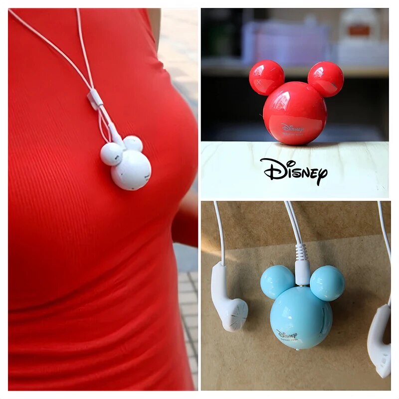 ☽New Disney Mickey Mouse Mini Mp3 Anime Portable Clip MP3 Player Cute