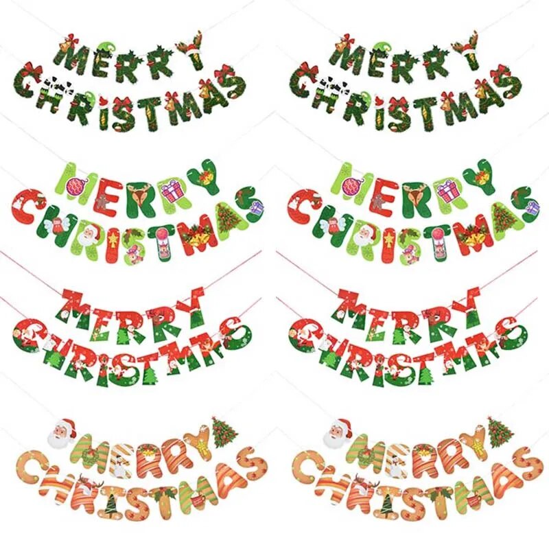 Merry Christmas Garland Banner Hanging Ornaments Pulling Flags DIY ...