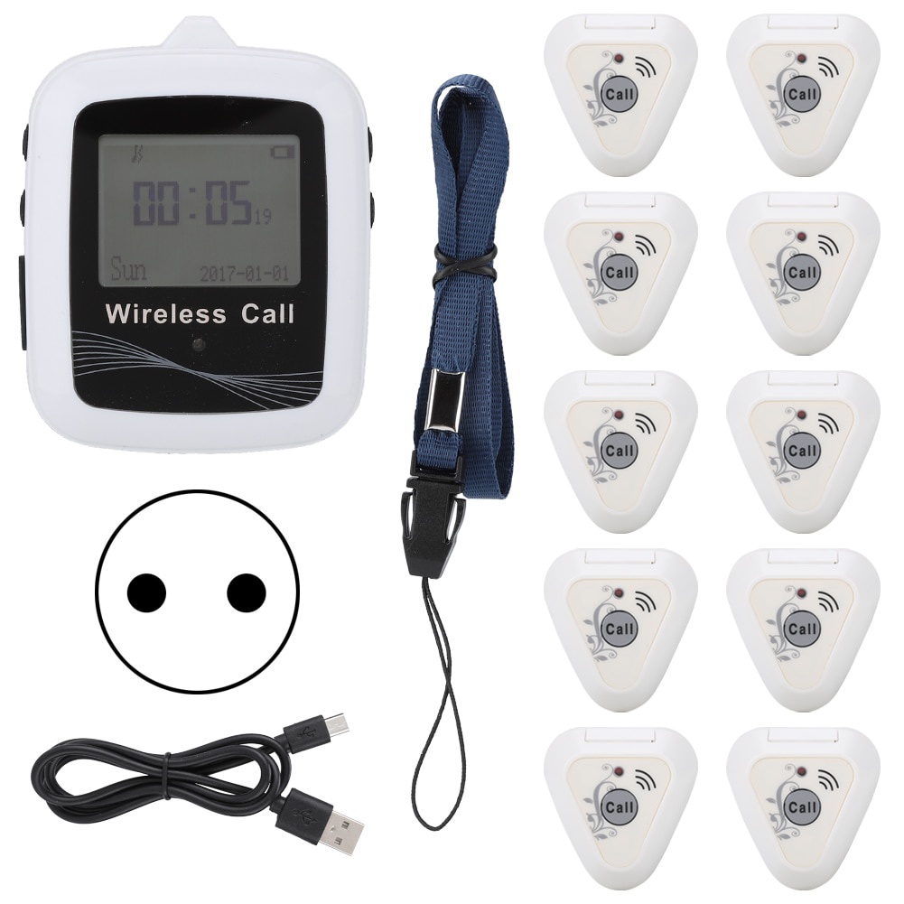 Waiter Calling System Wireless Pagers Watch Receiver + 10 Customer