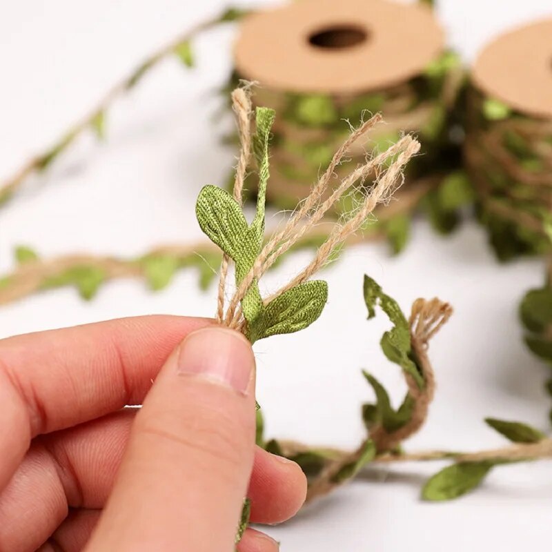 5mm Silk Green Leaves 2m 5m Weaving Hemp Rope DIY Wedding Birthday ...