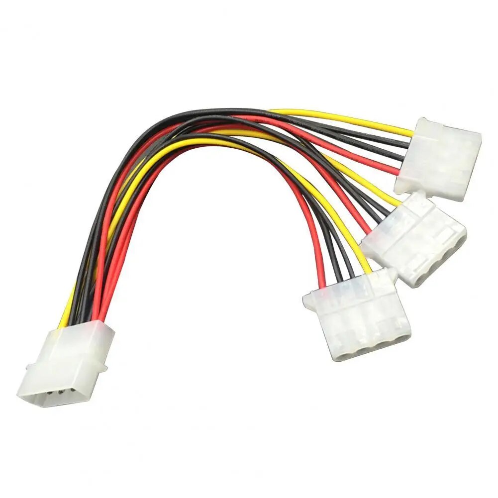 ♚20cm Big 4-pin 1-to-3 Male to Female IDE Molex Power Extension Cable ...
