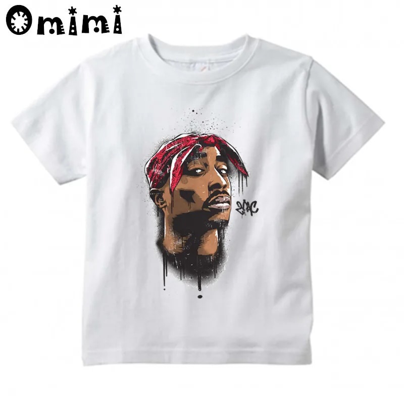 ♛Children Hip Hop tupac 2pac Design Tops Boys and Girls Music Casual T ...