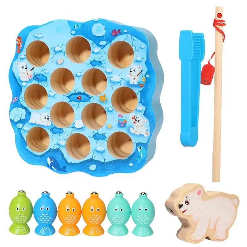 ❥Fishing Game Play Set Magnetic Fishing Poles For Kids Fine Motor Skill  Training Birthday Gifts 59