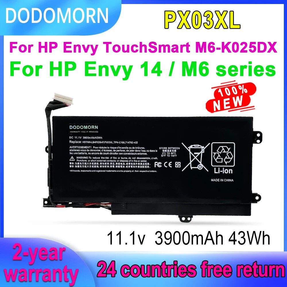 DODOMORN PX03XL Laptop Battery For HP Envy 14 14 K001TX 14 K002LA M6 M6