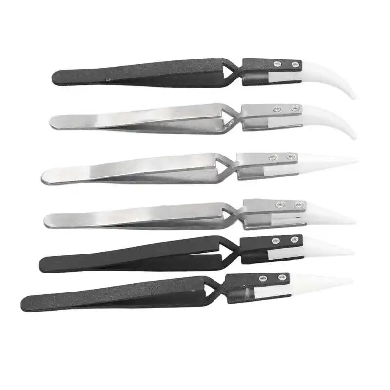 Pointed Curved Tips Tweezer Set Anti Magnetic Soldering Tweezer ...