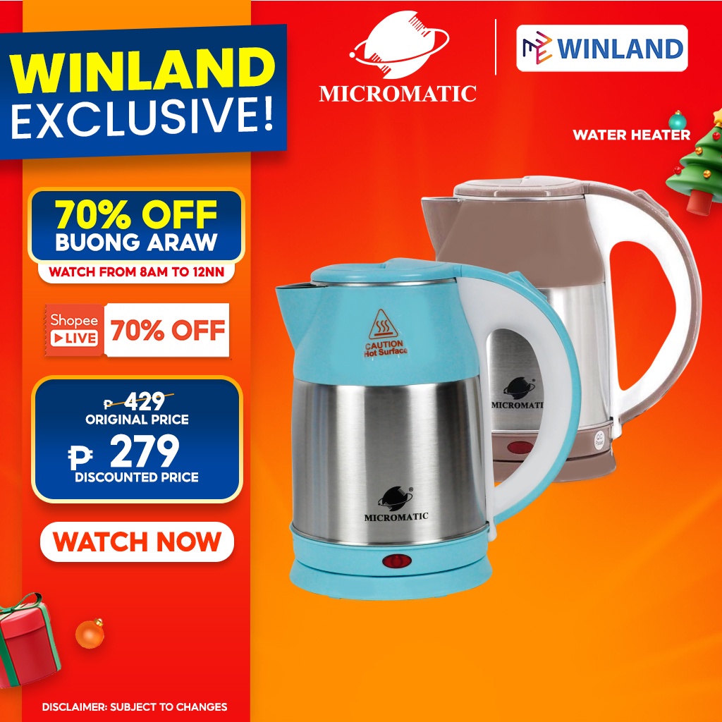 [4996]MICROMATIC Stainless Steel Cordless Electric Kettle Water