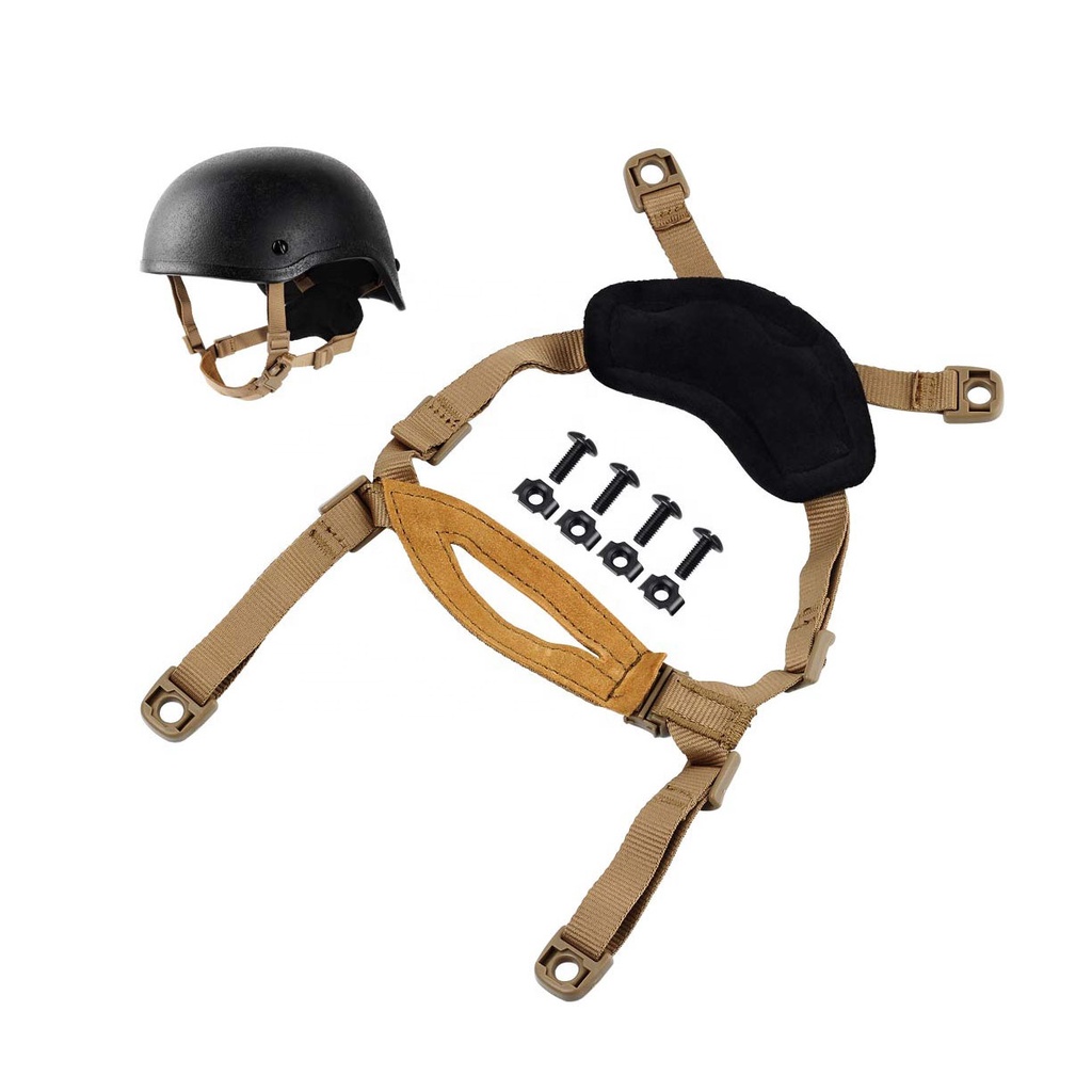 Fast Tactical Helmet Chin Strap 4 Points Black Suspension System with