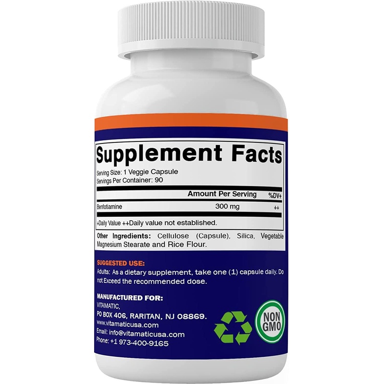 Vitamatic Benfotiamine 300 mg 90 Vegetarian Capsules - Also Called Fat ...