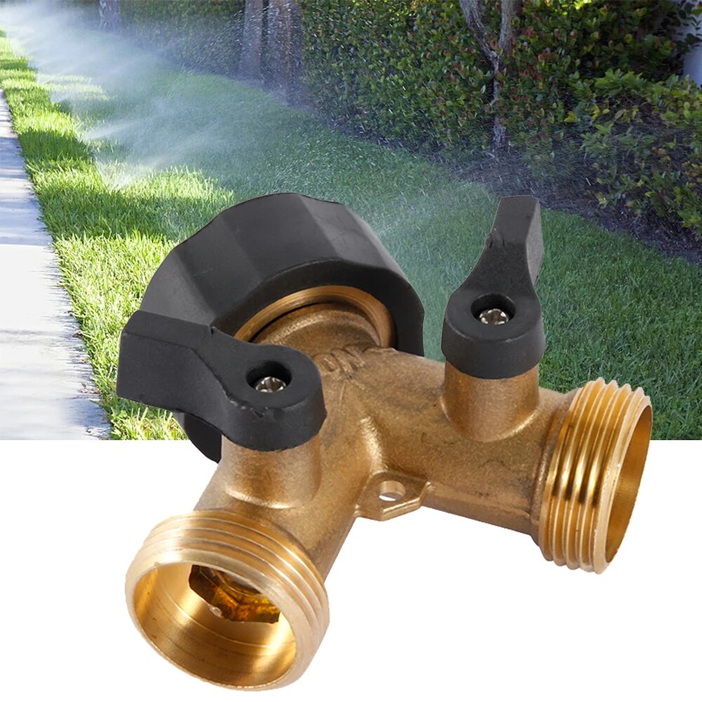 Brass Garden Hose Splitter 3/4 inch Thread Y Valve Hose Connector ...