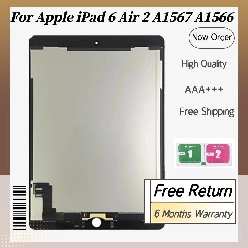 IPARTSEXPERT Original LCD For iPad Air 2 A1567 A1566 LCD Touch Screen  Digitizer LCD Display Assembly Replacement For iPad 6 LCD