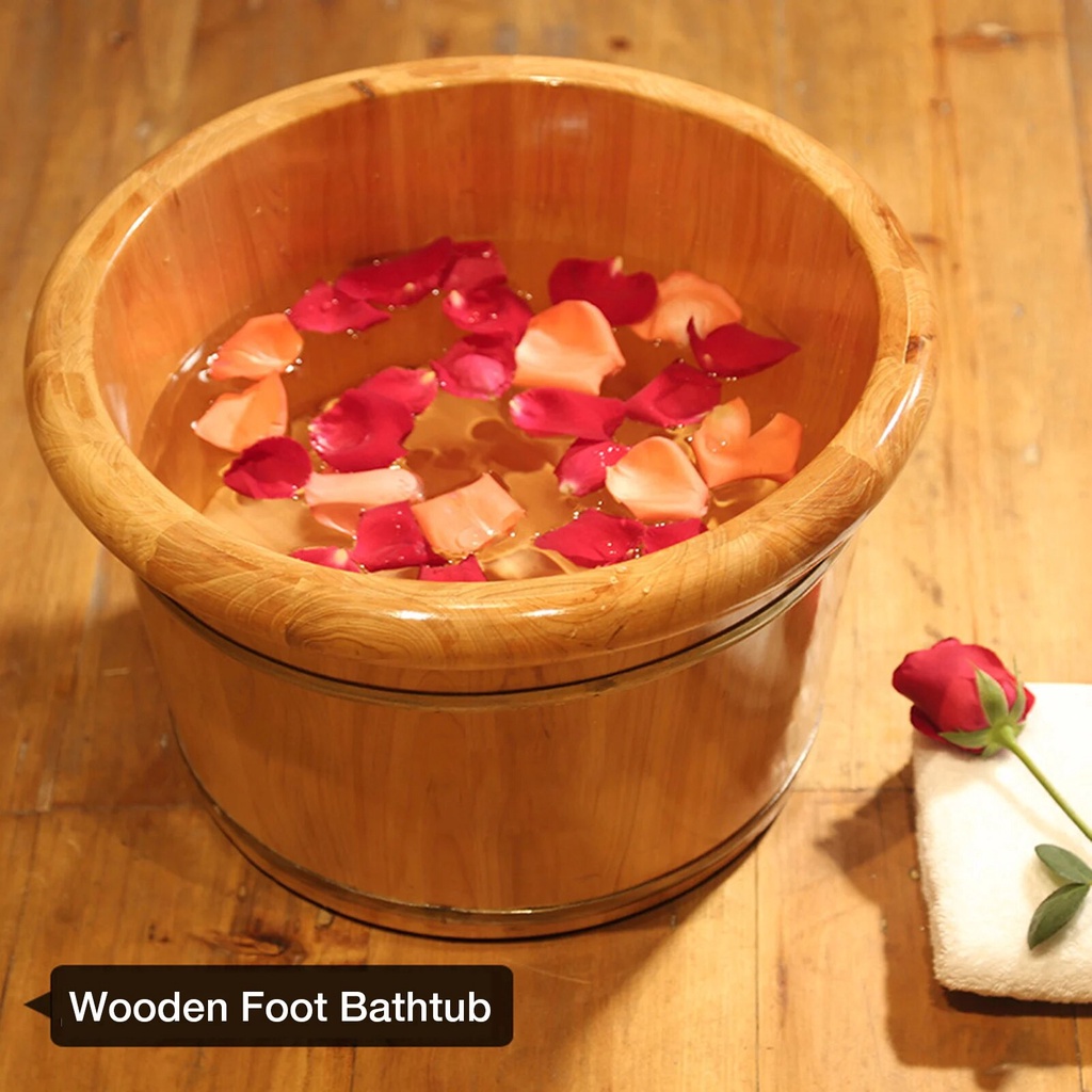 Foot Bathtub Wooden Bucket Foot Bath Barrel Foot Soaking Basin Spa Tub Solid Wood Basin Foot Wa 6027